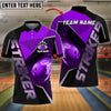 BlueJose Bowling Ball & Pins Striker Bowling Ball Flame Multicolor Customized Name 3D Shirt ( 4 Colors )
