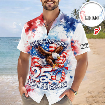 BlueJose Custom Name American Pride Patriotic 250th Anniversary Eagle 1776–2026 Hawaii Shirt