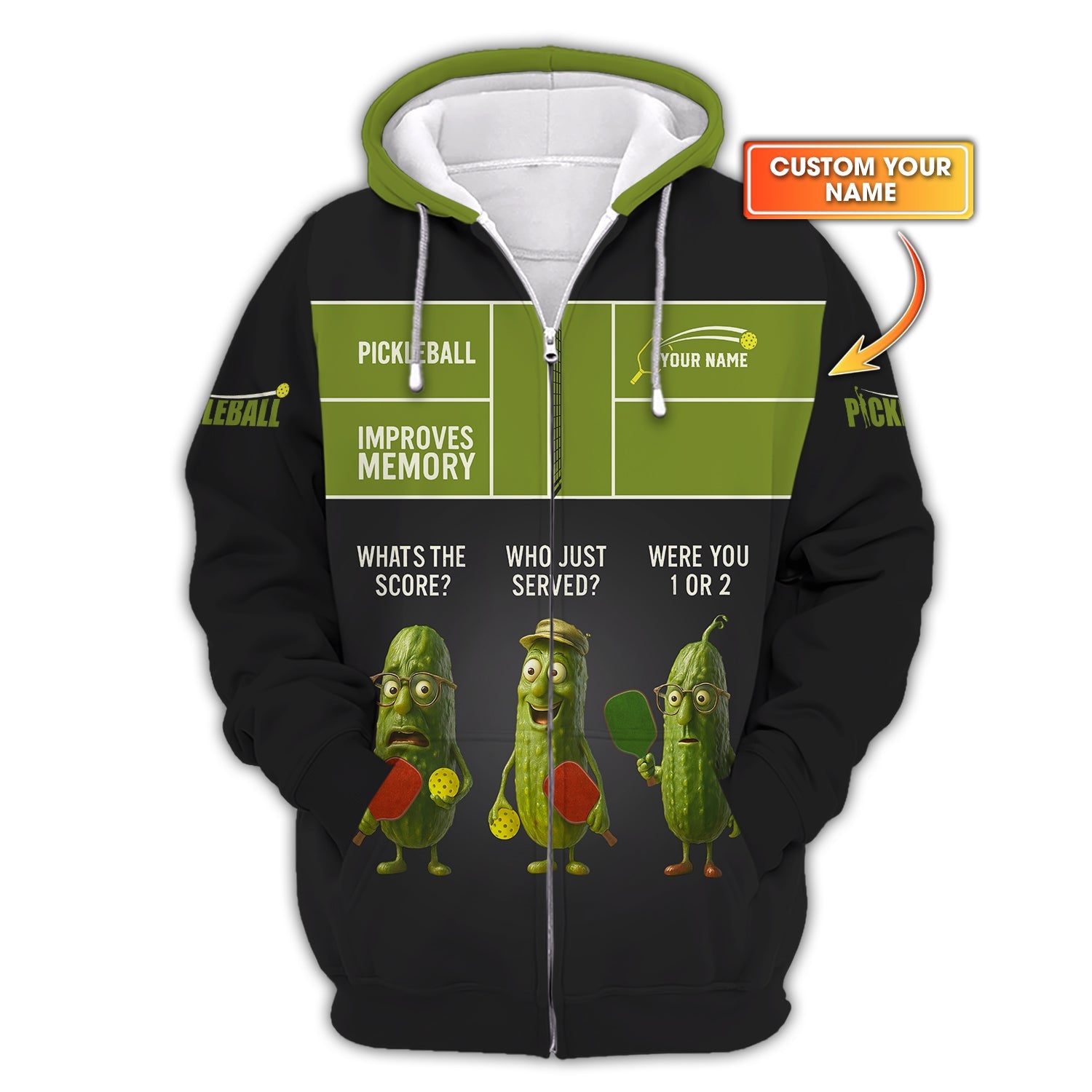 Funny Pickleball Shirts, Men's Custom Name Pickleball Improves Memory Polos, Gift For Pickleball Players