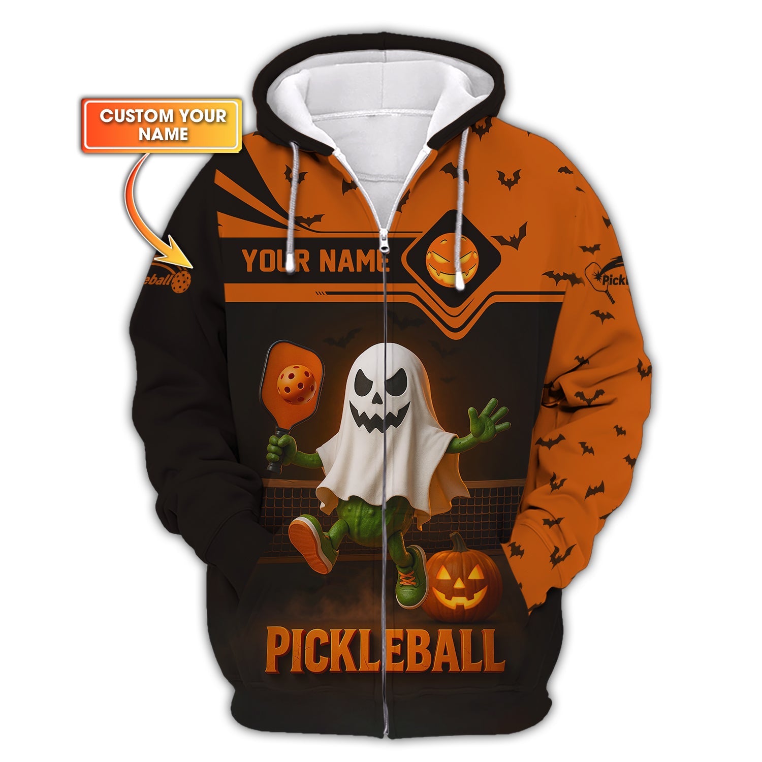 Custom Name Funny Pickleball Shirts, Ghost Pickleball Polos, Halloween Pickleball Shirt For Players