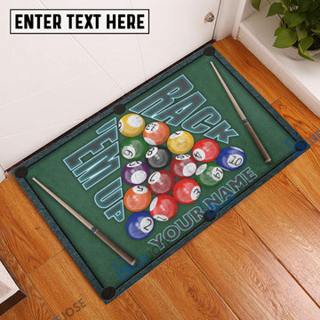 BlueJose Billiards Rack 'Em Up Personalized Name Doormat