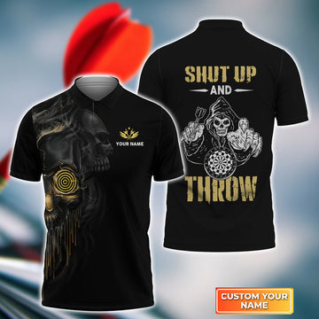 BlueJose Darts Skull Shut Up and Throw Personalized Name 3D Shirt