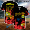 BlueJose Flaming Softball Jersey – Custom Name & Team Number 3D Shirt (4 Colors)