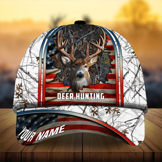 BlueJose Premium Florapunk Cracked Flag Deer Hunting Personalized Cap