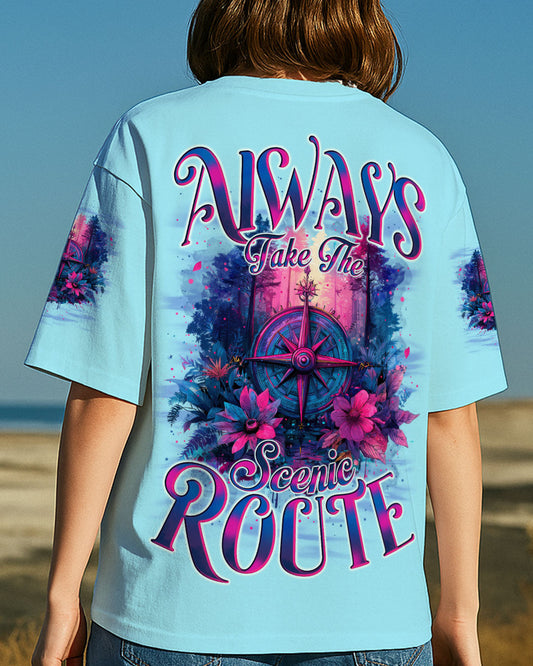 ALWAYS TAKE THE SCENIC ROUTE COMPASS ALL OVER PRINT - TYTM2306254