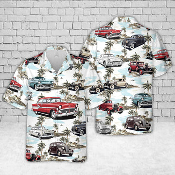 Bluejose Vintage Classic Car Tropical Beach Hawaiian Shirt