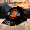 Racing Checkered Flag Personalized Name Cap – Red Metallic Honeycomb Custom Classic Baseball Cap