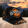 Racing Checkered Flag Personalized Name Cap – Red Metallic Honeycomb Custom Classic Baseball Cap
