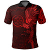 BlueJose VikingStyle Clothing - Vegvisir With Raven - Viking Compass Polo Shirt - Red Version