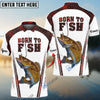 BlueJose "Born To Fish" Walleye Fishing Red Camo Custom Name Shirt