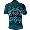 BlueJose Viking Style Polo Shirt - Othala and Raven Blue