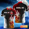 BlueJose Red Bowling Ball Crashing Pins Personalized Name 3D Shirt