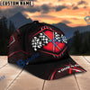 Racing Checkered Flag Personalized Name Cap – Red Metallic Honeycomb Custom Classic Baseball Cap