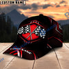 Racing Checkered Flag Personalized Name Cap – Red Metallic Honeycomb Custom Classic Baseball Cap