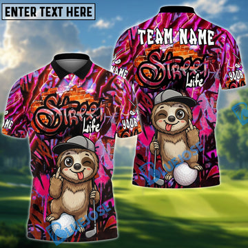 BlueJose Sloth Street Golf Polo Shirt, Customized Name & Team Name 3D Shirts (4 Colors)
