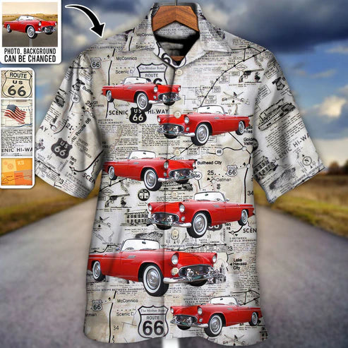 Route 66 Car Racing Love Road Custom Photo - Hawaiian Shirt - Personalized Photo Gifts, Idea Gift for Men Summer (2)