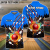 BlueJose Bowling And Pins Scratch US Flag Pattern Multicolor Personalized Name 3D Shirt, Personalized Shirts For Bowling Players