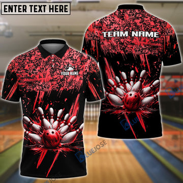 BlueJose Bowling And Pins Ink Pattern Customized Name 3D Shirt (5 Colors)