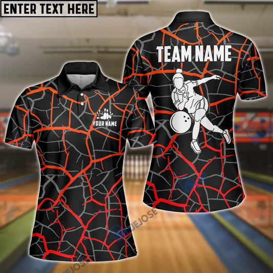 BlueJoses Bowling and Pins Black Red Customized Name, Team Name 3D Shirt