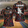 BlueJose Bowling and Pins Black Red Customized Name, Team Name 3D Shirt