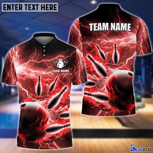 BlueJose Personalized Name and Team Name Thunder Color Bowling Player Multicolor 3D Shirt