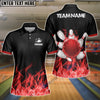 BlueJose Bowling And Pins Ink Fire Pattern Customized Name 3D Shirt for Women (4 Colors)