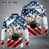 BlueJose Bowling US Flag Customized Name, Team Name 3D Shirt