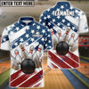 BlueJose Bowling US Flag Customized Name, Team Name 3D Shirt