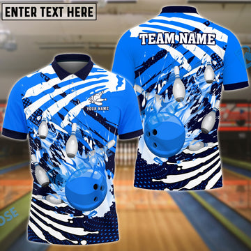 BlueJose Bowling And Pins Skull Hand Pattern Customized Name 3D Shirt (4 Colors)