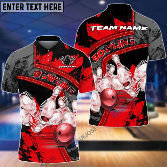 BlueJose Bowling Ball And Pins Multicolor Personalized Name 3D Shirt