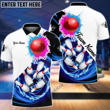 BlueJose Bowling Strike Paint Color Personalized Name, Team Name 3D Shirt