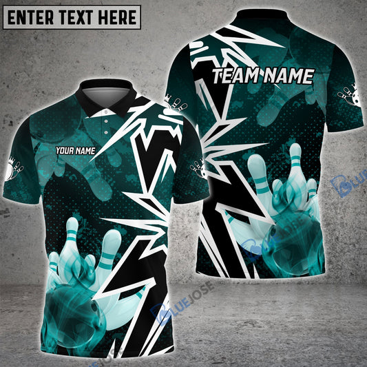 BlueJose Bowling And Pins Smoke Premium Customized Name 3D Shirt (4 Colors)