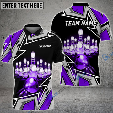 BlueJose Bowling And Pins Premium Super Customized Name 3D Shirt (4 Colors) Personalized Shirts For Bowling Players