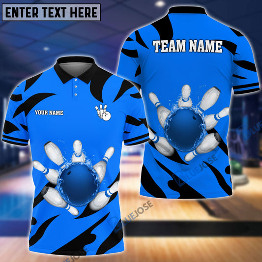 BlueJose Bowling And Pins Light And Shadow Customized Name 3D Shirt (4 Colors)