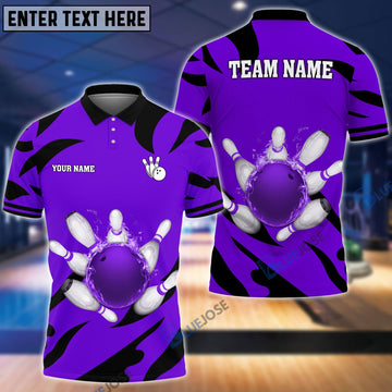BlueJose Bowling And Pins Light And Shadow Customized Name 3D Shirt (4 Colors)
