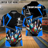 BlueJose Bowling And Pins Cube Pattern Customized Name 3D Shirt (4 Colors)