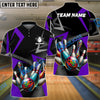 BlueJoses Bowling And Pins Cube Pattern Customized Name 3D Shirt (4 Colors)