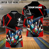 BlueJoses Bowling And Pins Cube Pattern Customized Name 3D Shirt (4 Colors)