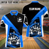 BlueJose Bowling and Pins Lightning Pattern Personalized Name, Team Name 3D Shirt (4 Colors)