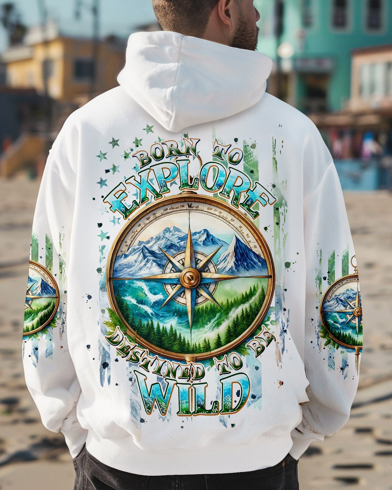 BORN TO EXPLORE DESTINED TO BE WILD COMPASS ALL OVER PRINT - TLPQ1609241