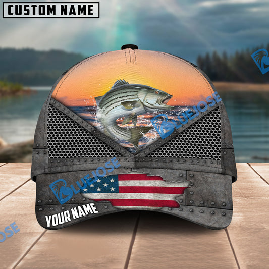 BlueJose Striped Bass Fishing Sunset Personalized Cap