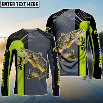 BlueJose Personalized Pike Fishing Green Line Sport Jersey Fishing Shirts