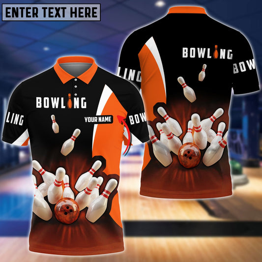 BlueJose Perfect Orange Strike Bowling Personalized Name 3D Shirt