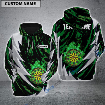 BlueJose Dart Green Fire Personalized Name Hoodie