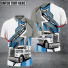 Bluejose Truck White and Grey Personalized Name 3D Polo Shirt For Truck Driver