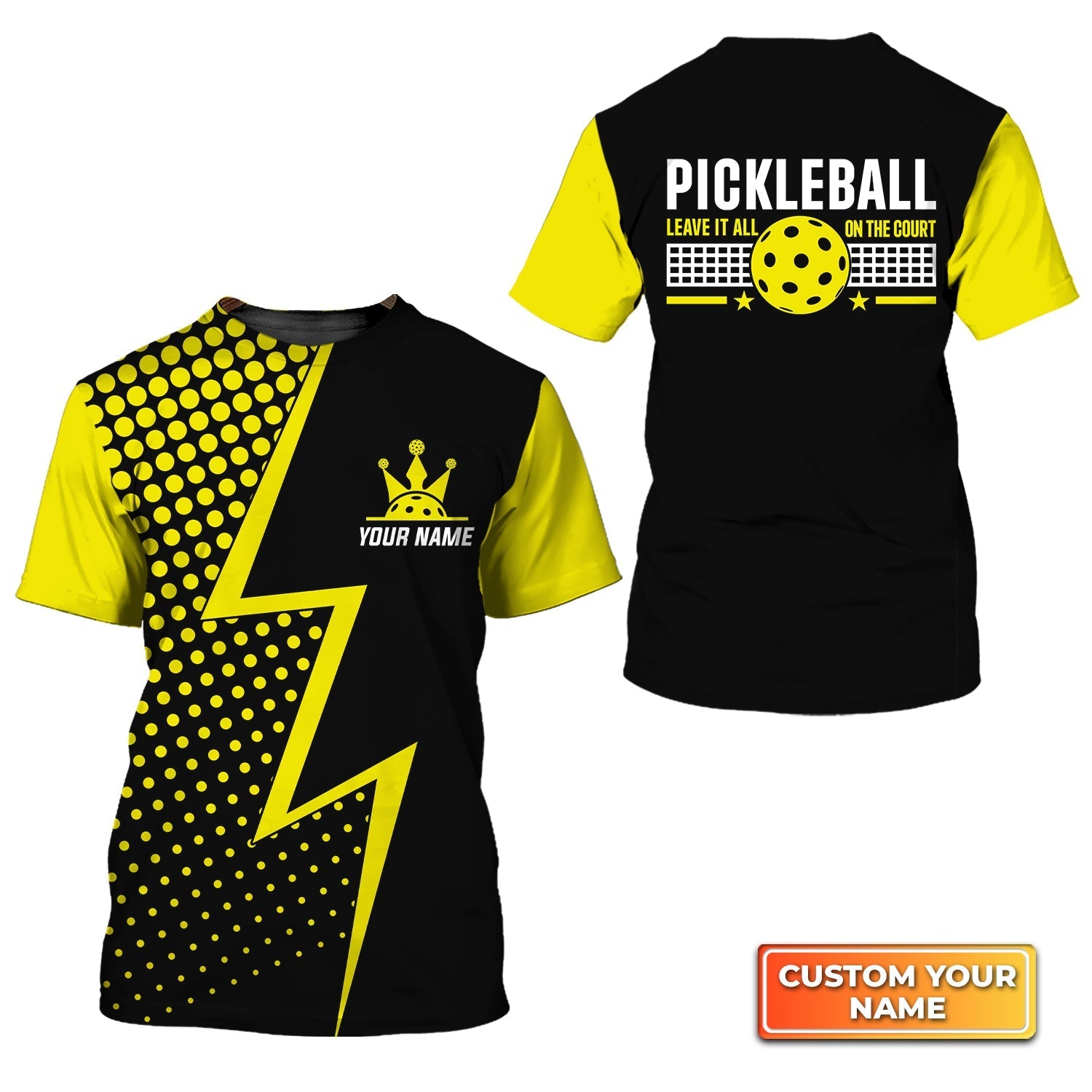 Pickleball Leave It All On The Court Personalized Name 3D Tshirt Gift For Pickleball Player