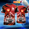 BlueJose Red Bowling Ball In Fire Personalized Name3D Shirt
