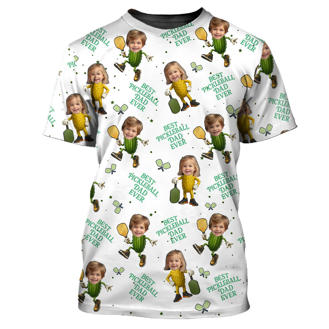 Custom Face Kid Pickleball Shirt - Best Pickleball Dad Ever - Funny Pickle Design - Personalized Father's Day Gifts