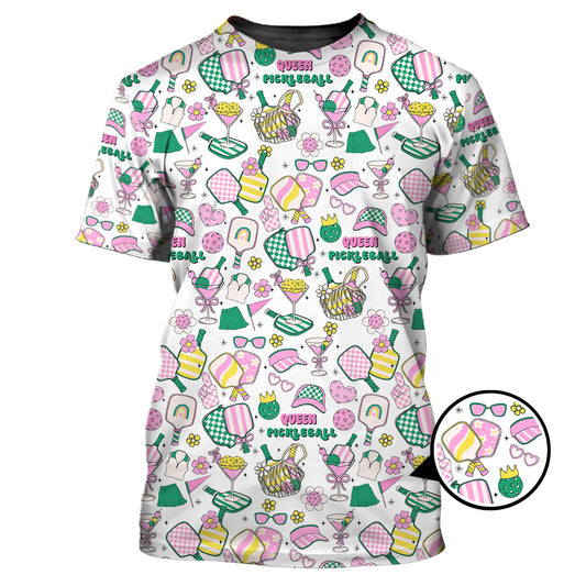 Personalized Name Women's Pickleball Shirt, Pickleball Queen T-Shirts, Gift For Pickleball Players
