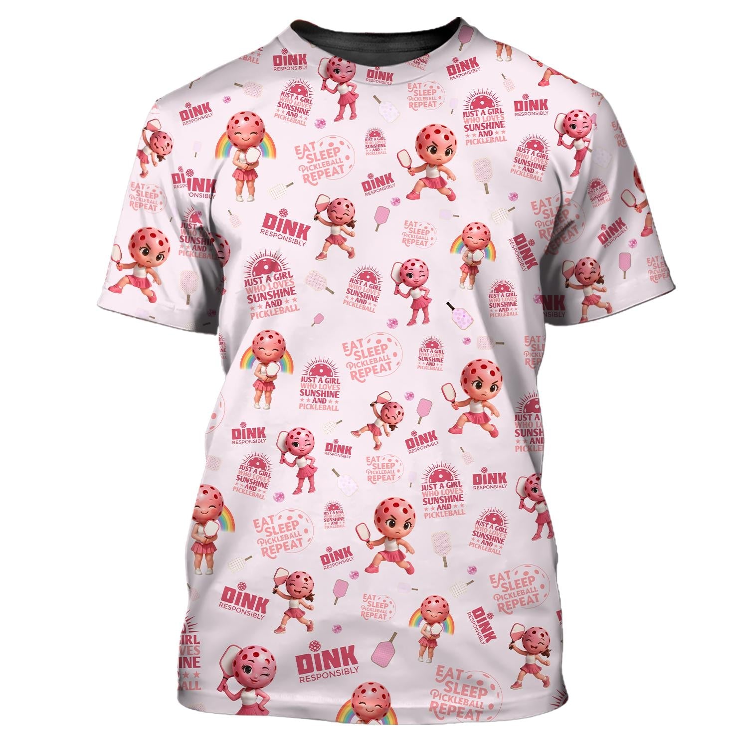 Eat Sleep Pickleball Repeat Shirt – Personalized Women’s Pickleball T-Shirt – Cute and Fun Pickleball Tee for Women Players & Gifts